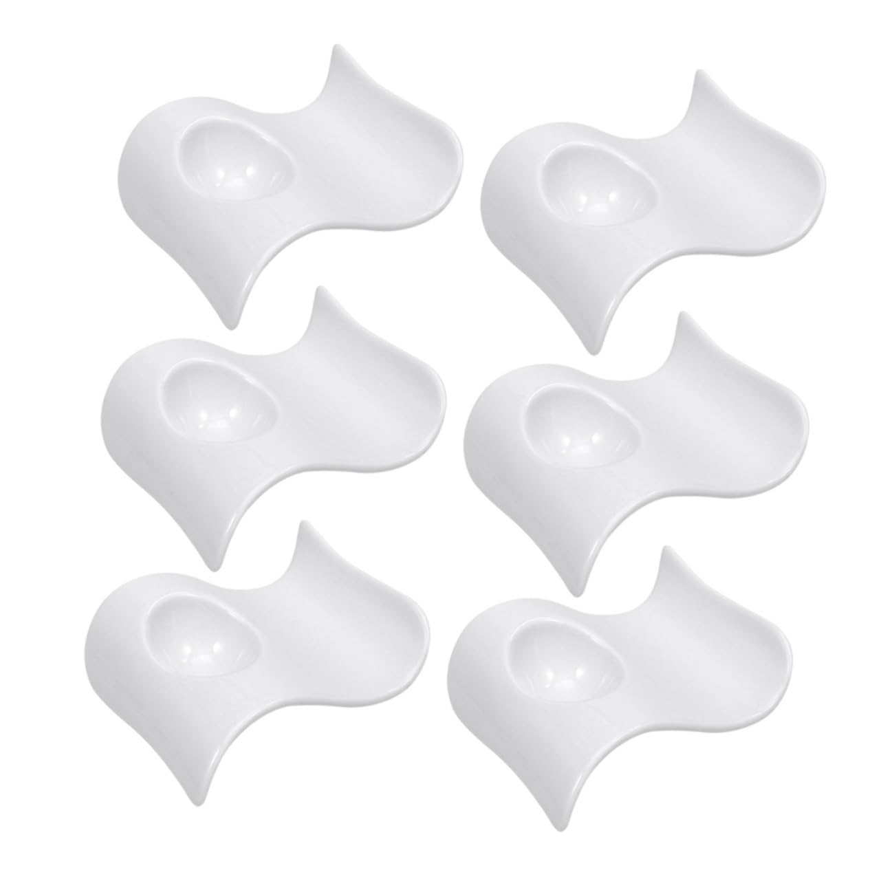 Ipetboom 6pièces Support à Œufs Céramique Blanc Ondulé Pratique Et Résistant Plateau De Rangement Anti-dérapant pour Œufs Coque pour Table Et Déjeuner