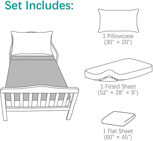 Image of Biloban 3-Piece Toddler Sheet Set Microfiber, Toddler Bedding Set Includes Crib Mattress Sheet, Flat Sheet and Envelope Pillowcase, Silky Soft, Breathable and Lightweight, Whale