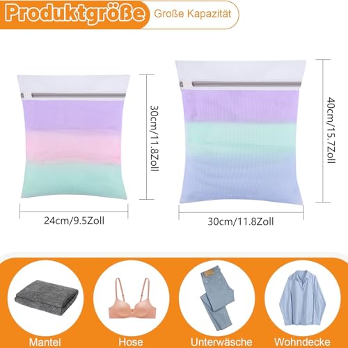 Dntorx 6 Stück Wäschenetz für Waschmaschine, Feinmaschige Wäschesack Waschmaschine in 2 Größen Wäschebeutel Laundry Bag mit Reißverschluss für Hemden Unterwäsche Babykleidung