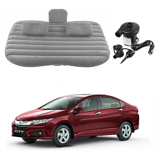 Image of Oshotto Multifunctional Car Travel Bed Mattress with Two Air Pillows, Car Air Pump Compatible with Honda City Ivtec (Grey)