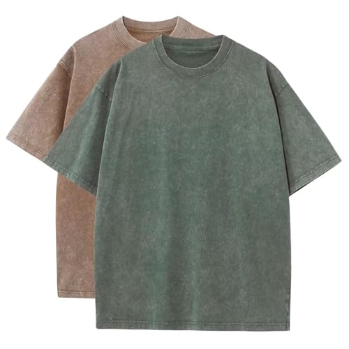 Men’s Cotton Oversized Acid Wash T…