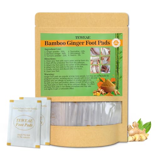TEWEAE 122 Pads Foot Pads Natural Turmeric & Ginger, Wormwood, Bamboo Vinegar, Included 122Pads Goodnight Patches and 122 Adhesive Sheets
