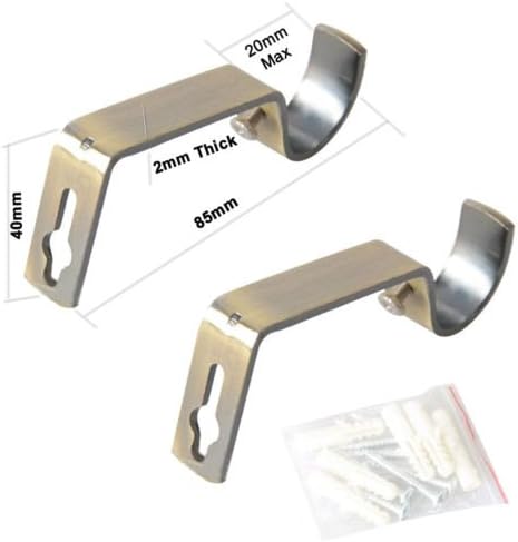 HOMEELABADOR®Curtain Pole Rod Bracket Pipe Holder Heavy Duty Drapery Ring Hook Sturdy Metal Alloy Curtain Brackets 19mm(Bronze)
