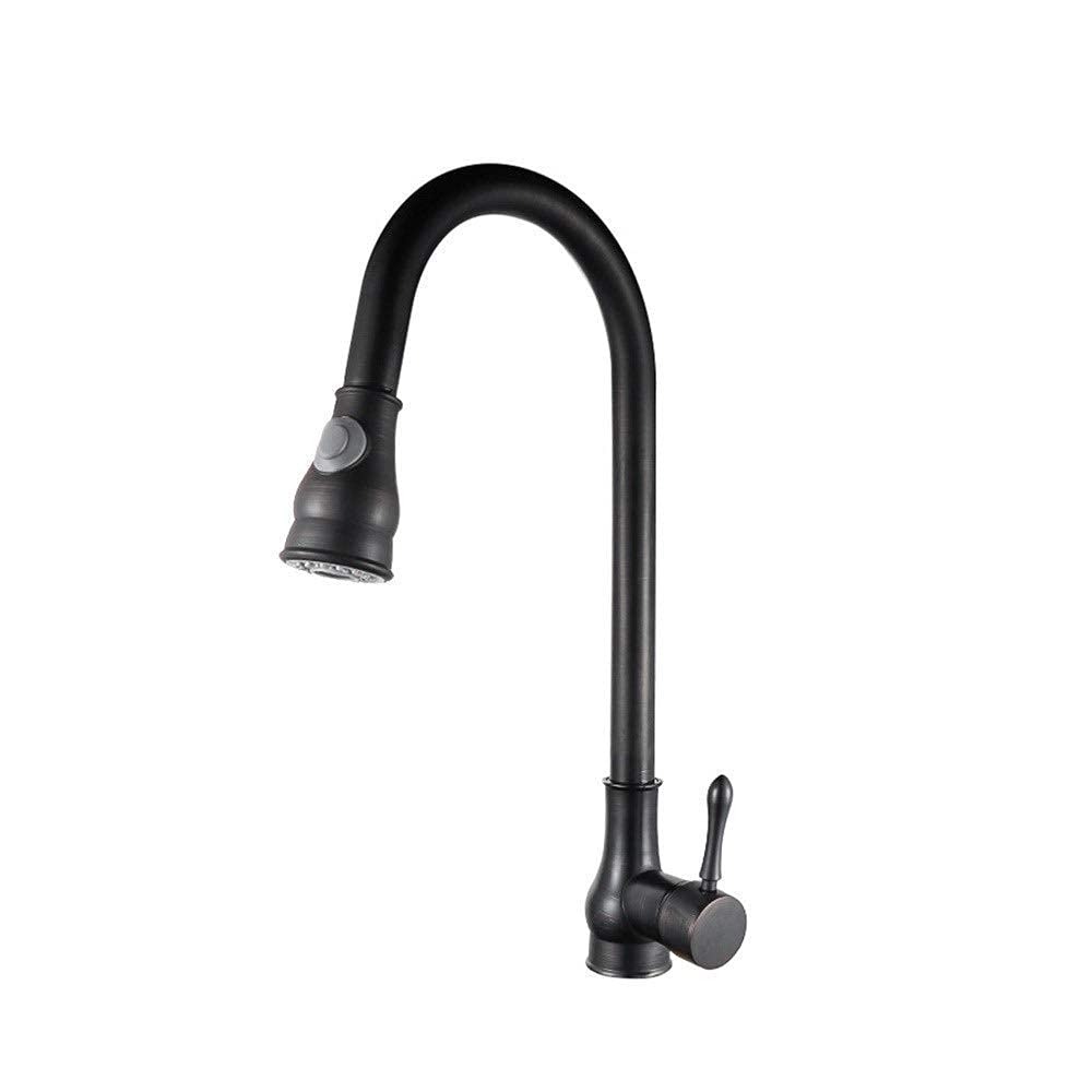 OKUOKA Kit de reparación, Grifo de Fregadero de Cocina extraíble y Bronce Antiguo Europeo a la Moda, Mezclador de rotación Completa de Cobre Negro, Duradero