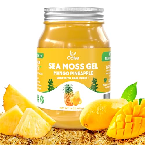OALSE Sea Moss Gel Mango Pineapple Flavor - Natural Seamoss Gel with 92 Minerals and Vitamins - Non-GMO, Gluten-Free, Vegan - Immune Defense-15 OZ