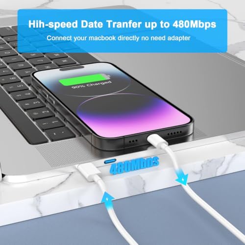 Image of iPhone 17 16 15 Long Charger Fast Charging 2Pack USB C Wall Charger Block
