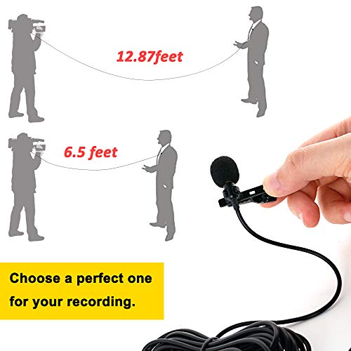 Pop Voice 12.8 Feet Lavalier Lapel Microphone Professional Grade Omnidirectional Mic Condenser Small Mini Perfect For Recording Podcast Pc Laptop Android Iphone Youtube Interview Asmr External #TOP6