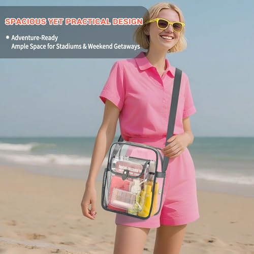 SPODEARS Clear Crossbody Bag for Stadium Events & Concerts - Adjustable Shoulder Strap Purse with 1 Bottle Holder4