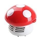Angelduck Desk Vacuum Cleaner, Portable Mini Cute Mushroom Shaped Dust Sweeper (Red)