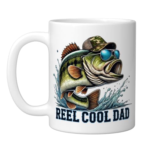 Reel Cool Dad Funny Bass Fishing Ceramic Mug