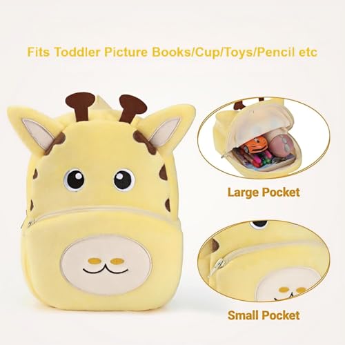 Unisex Toddler Animal Backpack，Ultra-Soft Lightweight School Bag，Cute Plush Giraffe Mini Daypack for 2-6 Years3