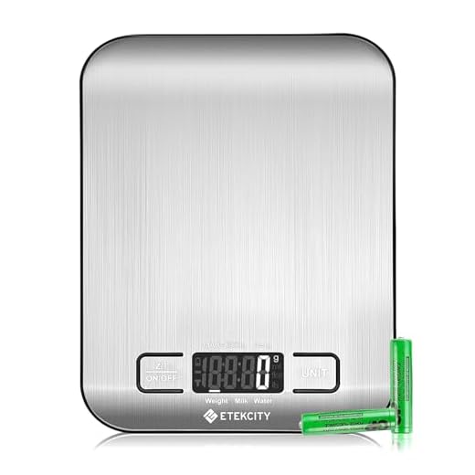 Etekcity EK6015, Báscula de Cocina Digital de Acero Inoxidable, Balanza Cocina de Alta Precisión 5 kg/ 11 lbs, Peso Cocina con Pantalla LCD, Multifuncional, 2 Baterías Incluidas
