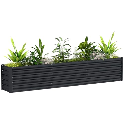 Outsunny Carré Potager, Potager surélevé en Acier galvanisé, Barres de Soutien et plaques d'angle, Fond Ouvert, lit de Jardin surélevé, pour Plantes...