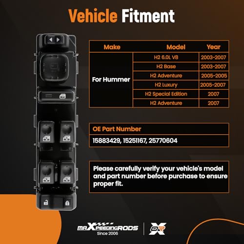 Commande de fenêtre pour Hummer H2 H3 bloc interrupteur de vitre - 2