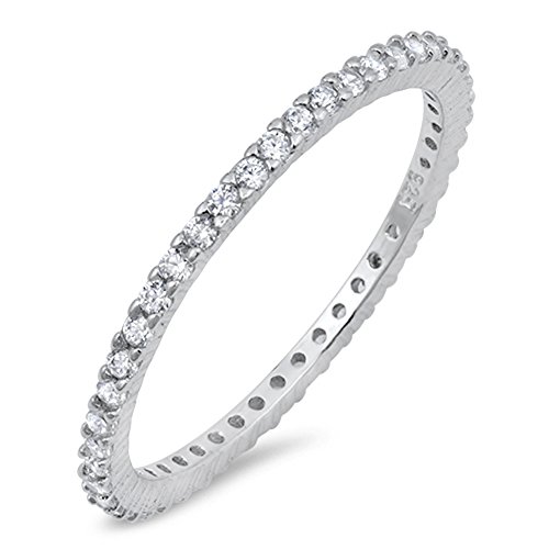 CHOOSE YOUR COLOR Sterling Silver Thin Eternity Ring