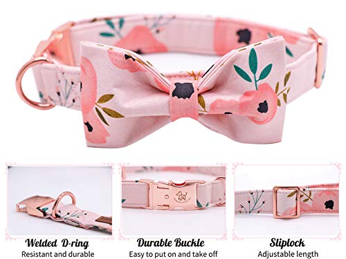 Elegant little tail Hundehalsband, Komfortables Hundehalsband mit Schleife, Rosa Blumenmädchenhalsband Verstellbare Hundehalsbänder für kleine, mittlere und große Hunde