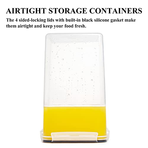 Wildone Extra Large Tall Airtight Food Storage Containers 6.5L/ 5.9Qt, Plastic Bpa Free Kitchen Pantry Storage Containers 4 Pieces For Flour, Sugar, Rice, With 20 Labels & 1 Marker, Black #TOP4