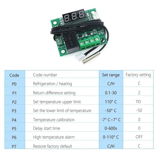 Interruptor de temperatura W1209 12V CC con sensor termostato digital y relé de control 3