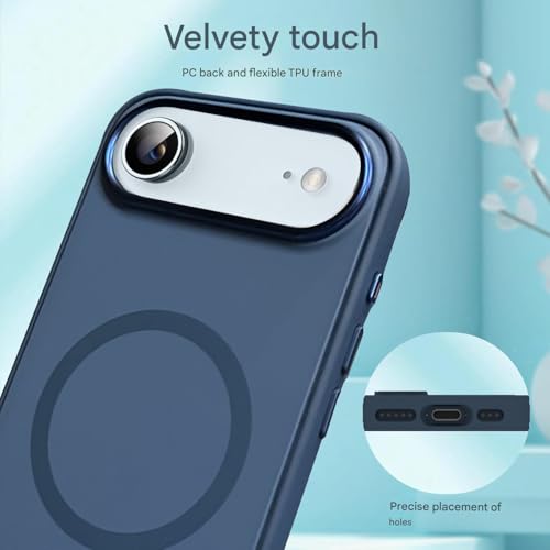 Image of VONZEE Magnetic for iPhone 17 Air Case (2025)(Compatible with MagSafe)(Military Grade Drop Protection) Matte Shockproof with Anti-Fingerprint Phone Cover, 6.6''|Blue