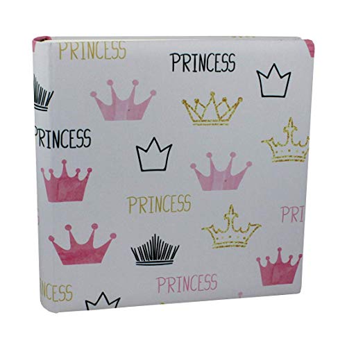 Buchbinderische Handarbeit der Vera Donna Manufaktur Álbum de fotos Princess con pretexto para niños, álbum infantil para niños, con coronas para princesas