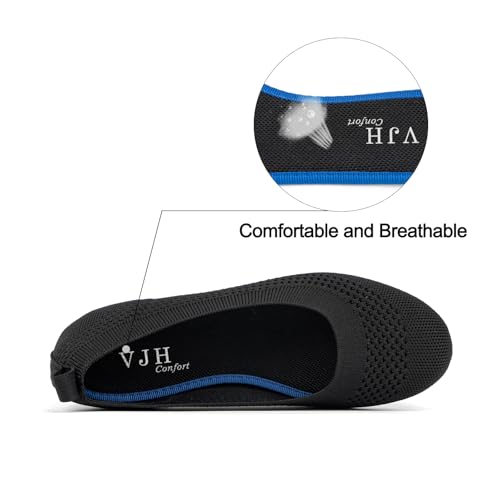 VJH confort Women’s Flats Shoes Ballet Knit Comfort Foldable Round Toe Slip-on Casual Office Work Walking Flats3