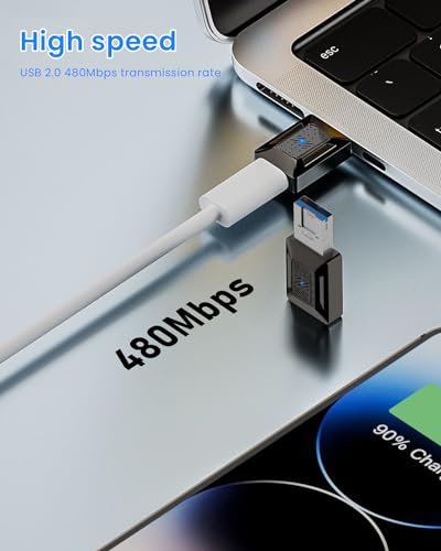 Image of ZORBES USB Adapter for iPhone, USB A /Light-ning to Type C Adapter 2 in 1 Light-ning to Type C Adapter for iPhone 1413 /12 /11, iPad Air, Support Support Data Transfer & Max 35W Fast Charging