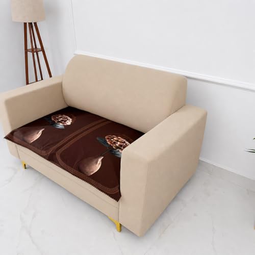 Image of Homerz Premium 'Luxe Series' Holland Velvet Sofa Cover | Smooth Finish | Anti-Skid Fleece Backing | Soft Touch Couch Protector for Living Room (Vase, 2 Seater, Only Seat Cover)