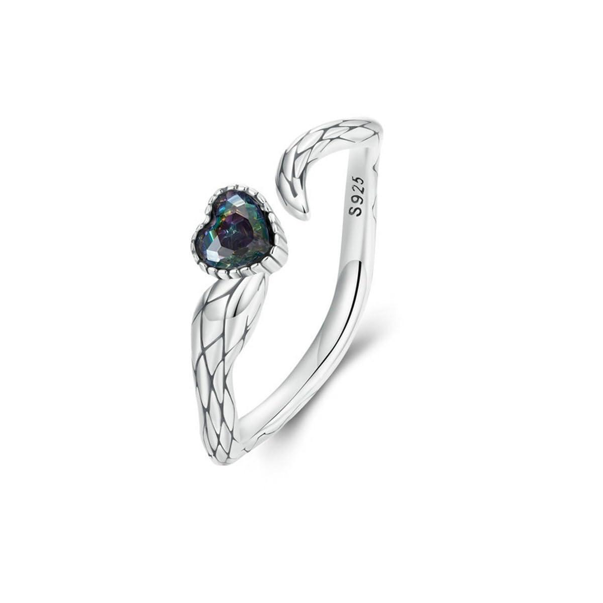 VELESAY Anillo Serpiente para Mujer Hombre Plata de Ley 925 Anillo Vintage Gótico Ajustables Serpiente Anillos Compromiso Corazón Anillos Joyería