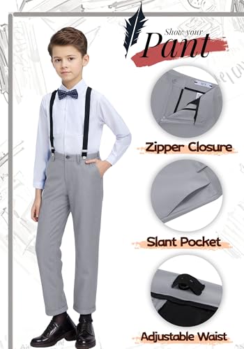 Image of YuanLu Boys Suit Dress Clothes Ring Bearer Outfit Homecoming Dresses Boy Vest and Pants Set for Kids Wedding Tuxedo Suits