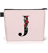 YESMET Personalized Makeup Bag, Makeup Bags for Women, Canvas Initial Cosmetic Bag Travel Make Up...