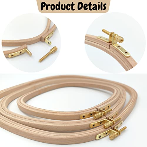 Image of Maker Susan 3 Pcs Beech Wood Square Embroidery Hoop Set, Premium Quality Cross Stitch Hoop and Frame, Punch Needle Hoop with Embroidery Thread-Floss Organizer Cards for Embroidery (3 Sizes Set)