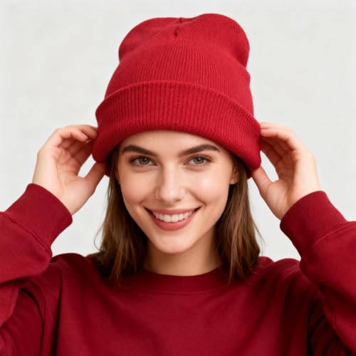 Image of ZOORON Beanie for Men Women Warm Winter Hat Unisex Soft Knit Cuffed Beanie