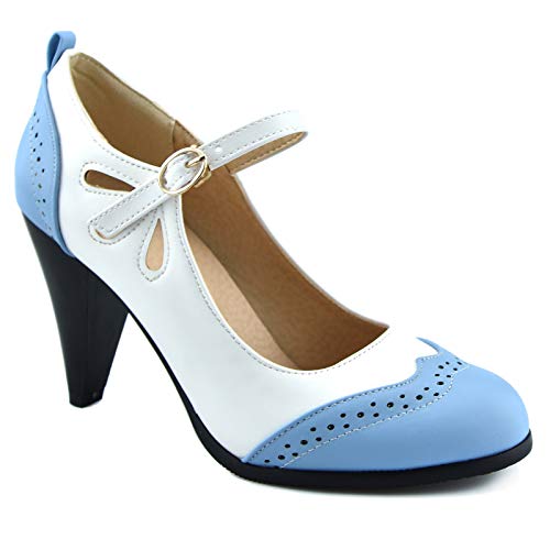Womens Brown Retro Mary Jane Oxford High Heels Pumps Shoes for Women Teardrop Cutout Round Toe Pierced Strappy Oxfords Mary Janes High-Heel Pump Shoe2