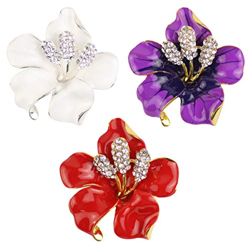 Merdia Brooch Pin Flowers Brooch with Created Crystal for Women, Girls, Ladies?3Pcs?