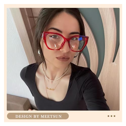 Image of MEETSUN Blue Light Blocking Glasses for Women Trendy Cat Eye Frame