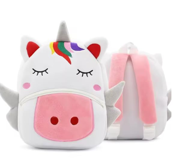 Mochila Infantil de Pelúcia Unicórnio Hub Diário | Para Meninas 2-4 Anos, Mochila Escolar Fofinha, Presente Mágico e Encantador