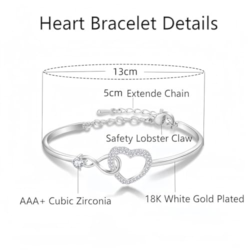 LIU JUN To My Daughter Forever Connected Bracelet, Infinity Forever Love Heart Bracelets You Are Always In Mine From Mom Cubic Zirconia Adjustable Inspirational Gift Jewelry2