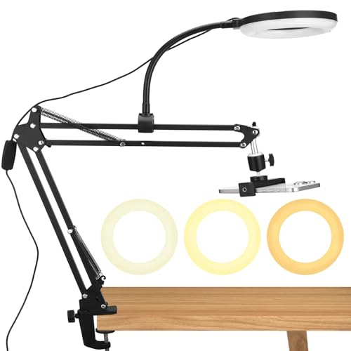Support de téléphone portable à suspendre avec anneau lumineux, support flexible pour appareil photo de bureau avec anneau lumineux pour enregistrement...