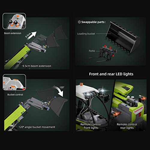 Mocdiy Technik Teleskoplader Fahrzeug Bausteine, 2.4Ghz RC Baufahrzeug Bauset mit Motoren, 1469Teile Technik… – Bild 6
