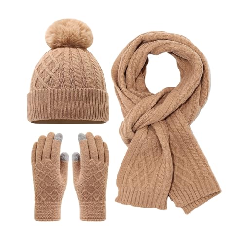 Foulards tricotés et ensemble écharpe bonnet gant femme hiver chaud polaire
