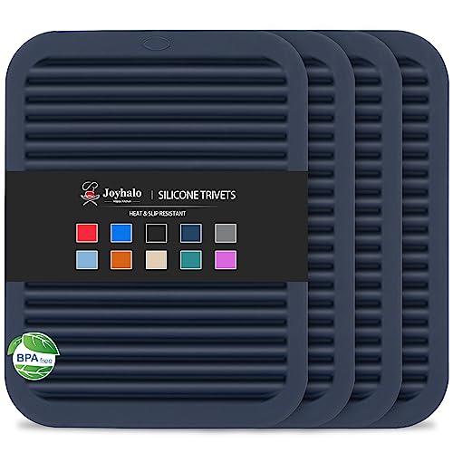 Comparison: Best Trivet For Quartz Countertops 5 Joyhalo 4 Pack Silicone Trivets for Hot Pots and Pans,480℉ Heat Resistant Trivets for Hot Dishes,Hot Pads for Countertop,Kitchen Potholders,Navy
