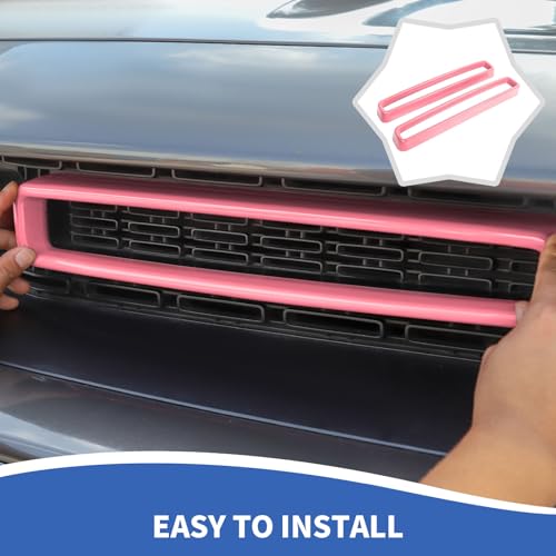 Image of RAZPOY Front Grille Inserts Grill Guard Compatible with 2015-2024 Dodge Challenger Exterior Accessories, Pink