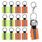 Zelphvt 12 Pieces Reflective Keychain Tags, High Visibility Nylon Zipper Pulls Safety Keychain with Holder Ring for Backpack, Dog Collar, Safety Gear