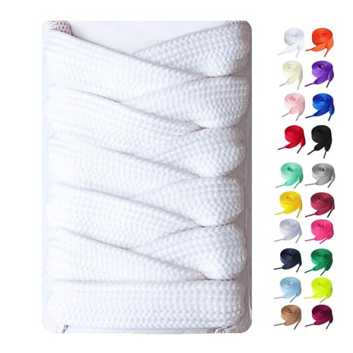 Booyckiy 2 Pairs Fat Sneakers Shoe Laces, 15mm Wide Athletic Shoelaces, Shoe Strings White 47 inch(120cm)