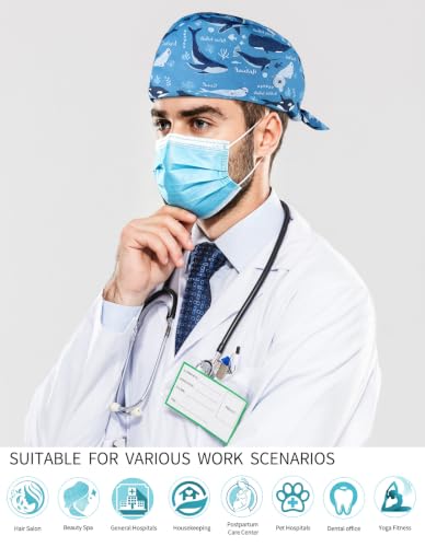 Image of Kousenpu Scrub Caps for Men, Adjustable Surgical Cap, Breathable Medical Hat for Doctors, Nurses & Healthcare Professionals