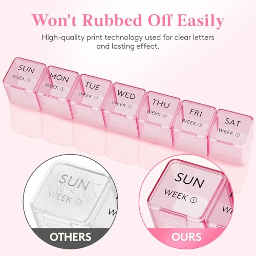 Image of Lifewit Monthly Pill Organizer Once a Day, 28 Day Pill Box, Pink, 28 Grids