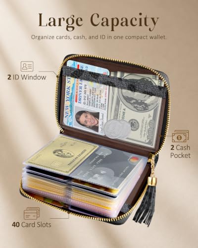Image of Bistup 40 Slots Credit Card Holder for Women Girls, Black Leopard