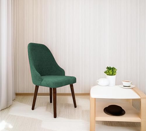 Image of DaneWood Wooden Upholstered Dining Chair | Single Accent Chair for Living /Drawing Room, Bedroom & Office | Upholstery Barrel Arm Chairs with Velvet Fabric, Sheesham Wood Legs, Green, Height 37.5 inch