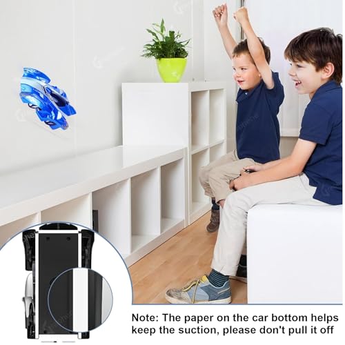 Image of GRAPHENE Gravity Defying RC Wall Climbing Remote Control Wall Car ABS Double-Sided Rotating LED Lights Durable ABS Design Anti Ceiling Racing Toy Dual Mode 360 Rotating LED Head RC Stunt Car