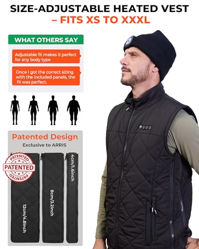 Image of ARRIS Heated Vest with Patented Size Adjustable Design For Men and Women
